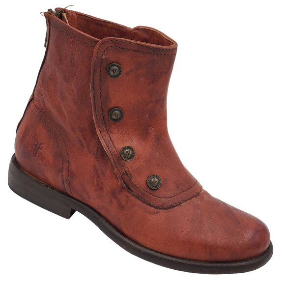 Frye Shoes - Frye "Phillip" Boot Womens size 5.5 Brown Leather Military Style Zip Ankle Boots